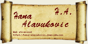 Hana Alavuković vizit kartica